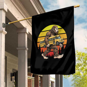 Funny Bigfoot School Bus Lover Garden Flag Sasquatch Back To School Vintage Gift