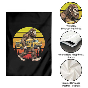 Funny Bigfoot School Bus Lover Garden Flag Sasquatch Back To School Vintage Gift