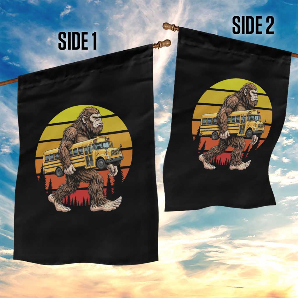 Funny Bigfoot School Bus Lover Garden Flag Sasquatch Back To School Vintage Gift