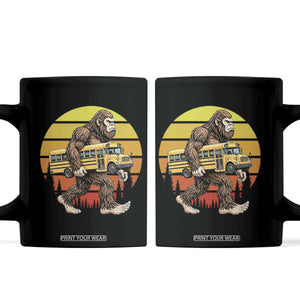 Funny Bigfoot School Bus Lover Coffee Mug Sasquatch Back To School Vintage Gift TS12 Black Print Your Wear