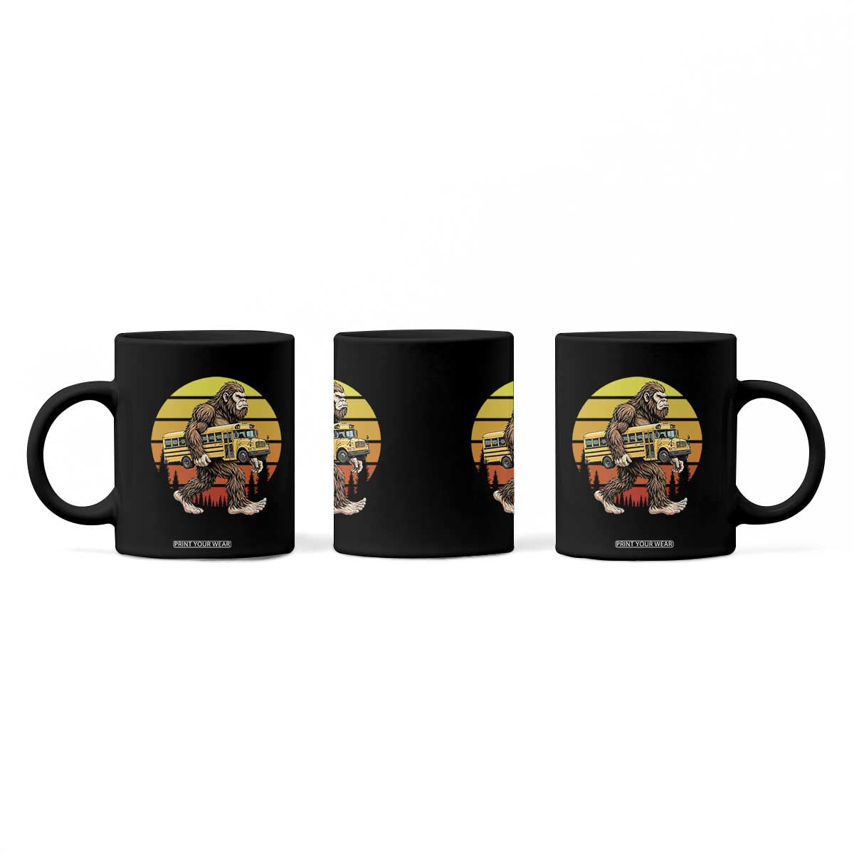 Funny Bigfoot School Bus Lover Coffee Mug Sasquatch Back To School Vintage Gift TS12 Print Your Wear