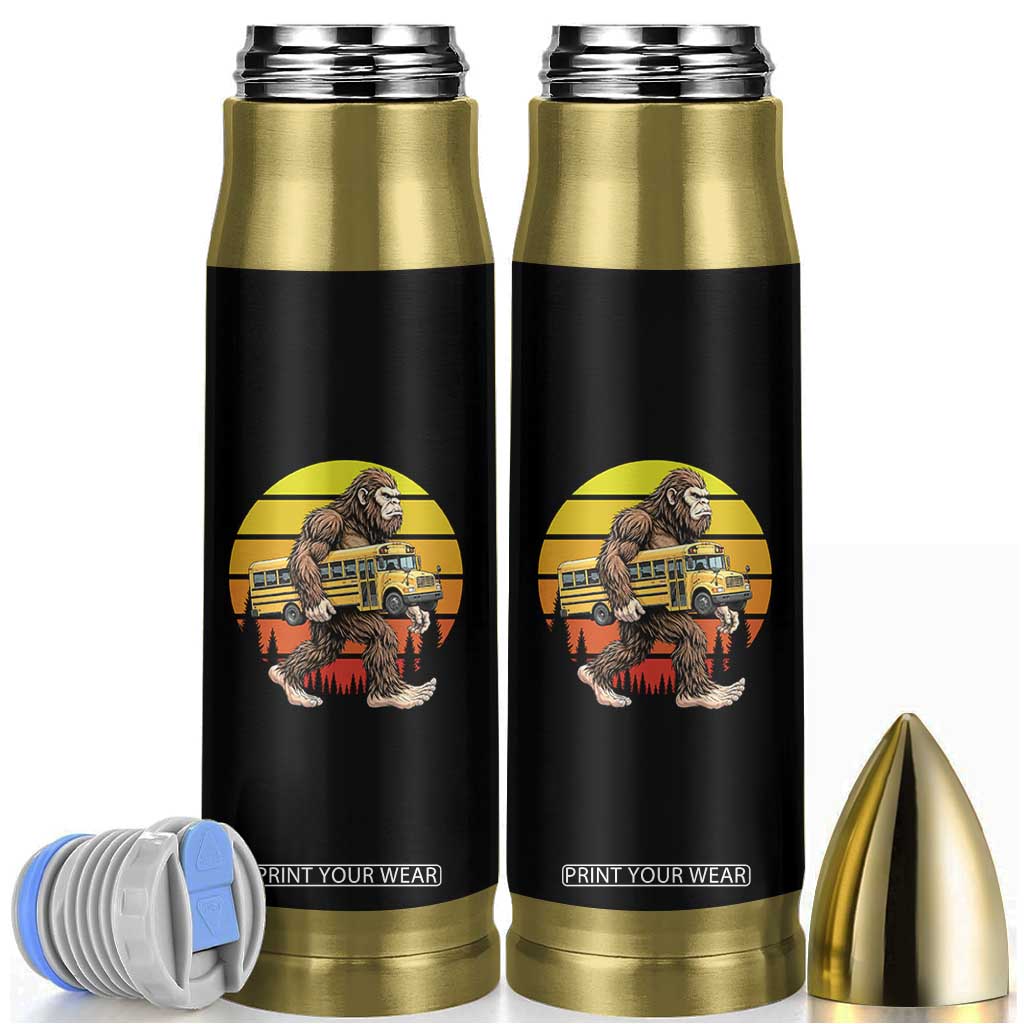 Funny Bigfoot School Bus Lover Bullet Tumbler Sasquatch Back To School Vintage Gift TS12 Black Print Your Wear