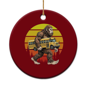 Funny Bigfoot School Bus Lover Ceramic Ornament Sasquatch Back To School Vintage Gift