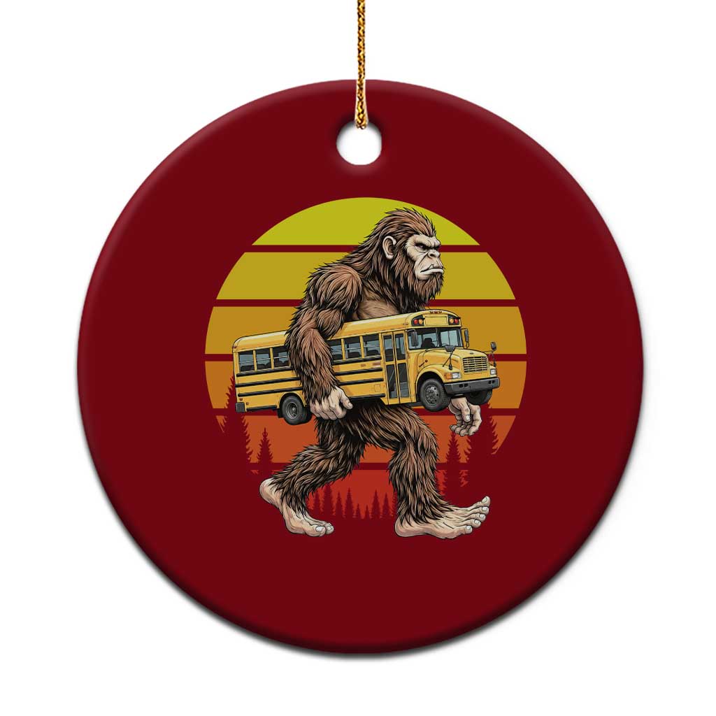 Funny Bigfoot School Bus Lover Ceramic Ornament Sasquatch Back To School Vintage Gift TS12 1pc Red Print Your Wear