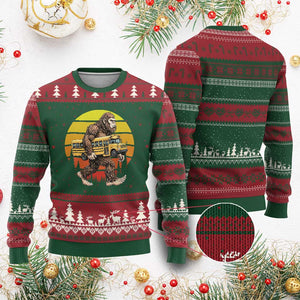 Funny Bigfoot School Bus Lover Ugly Christmas Sweater Sasquatch Back To School Vintage Gift