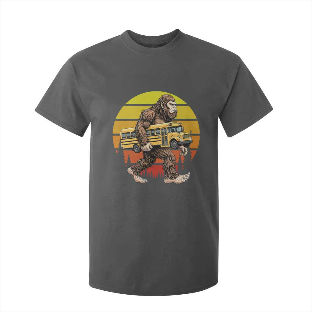 Funny Bigfoot School Bus Lover T Shirt For Kid Sasquatch Back To School Vintage Gift