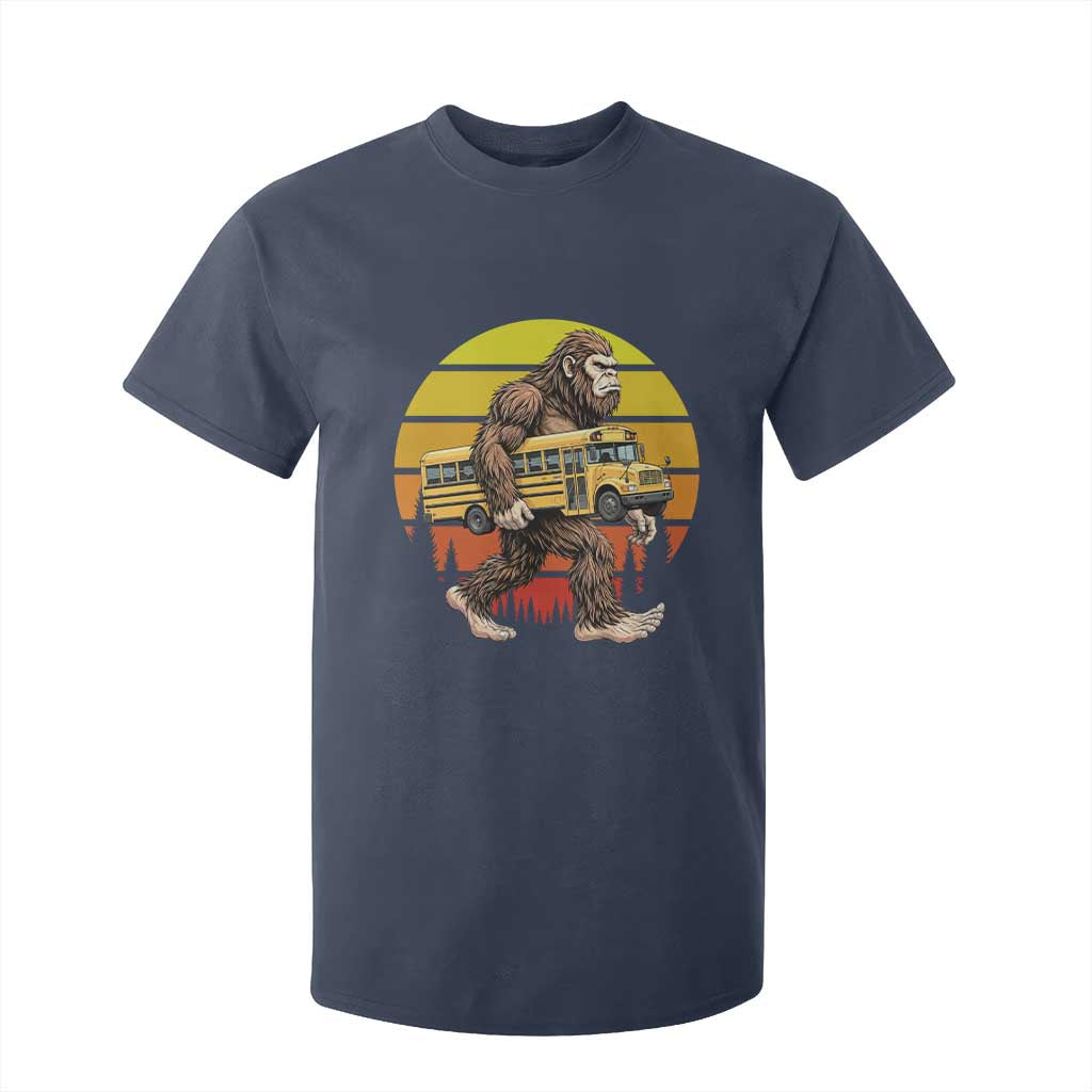 Funny Bigfoot School Bus Lover T Shirt For Kid Sasquatch Back To School Vintage Gift