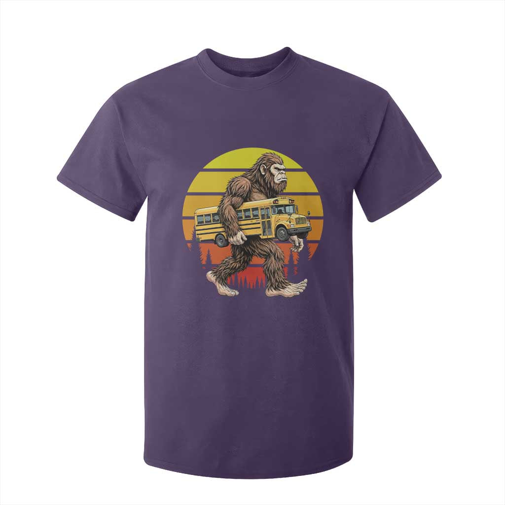 Funny Bigfoot School Bus Lover T Shirt For Kid Sasquatch Back To School Vintage Gift