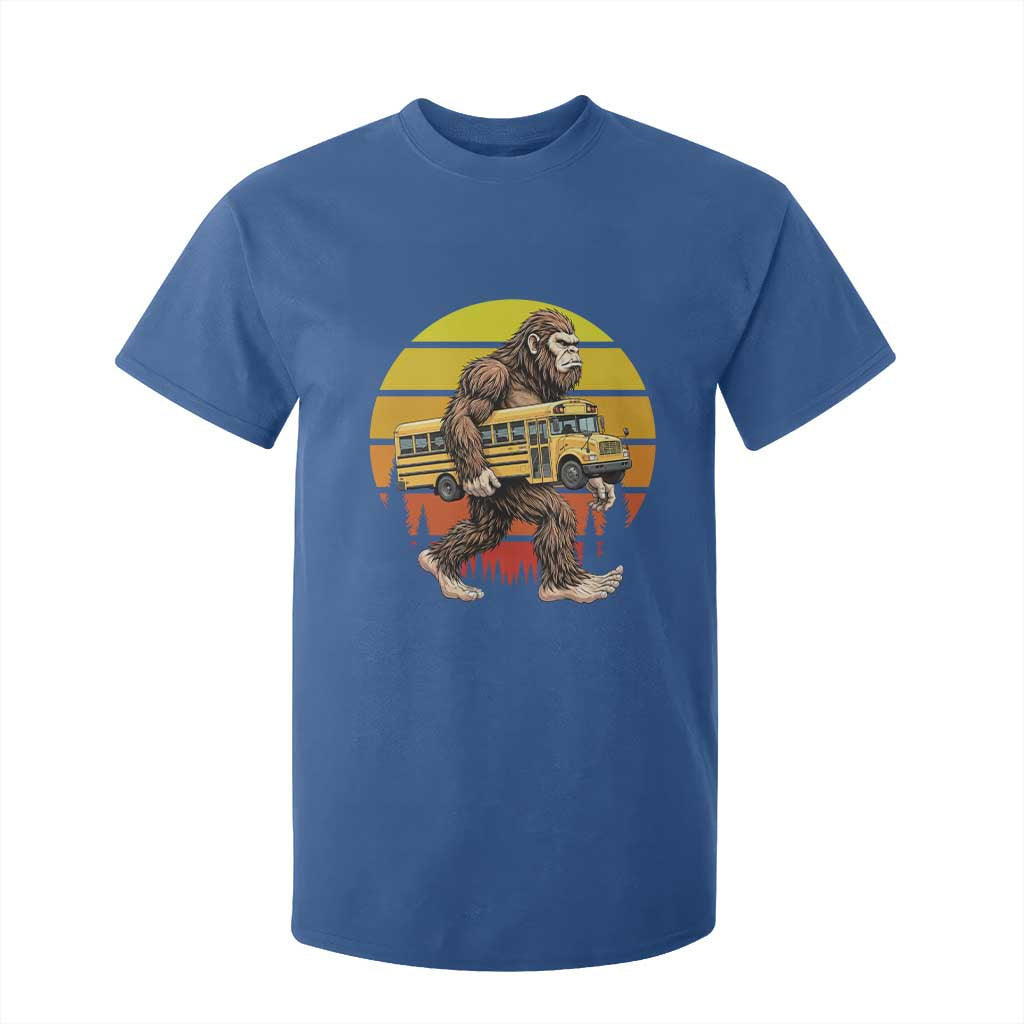 Funny Bigfoot School Bus Lover T Shirt For Kid Sasquatch Back To School Vintage Gift