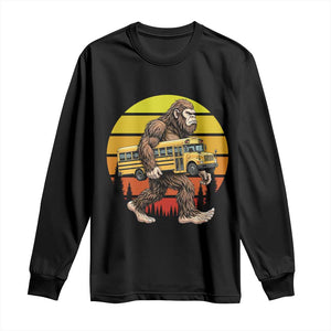 Funny Bigfoot School Bus Lover Long Sleeve Shirt Sasquatch Back To School Vintage Gift