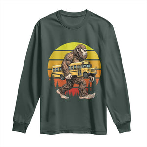 Funny Bigfoot School Bus Lover Long Sleeve Shirt Sasquatch Back To School Vintage Gift