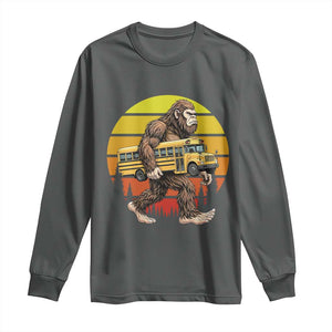 Funny Bigfoot School Bus Lover Long Sleeve Shirt Sasquatch Back To School Vintage Gift