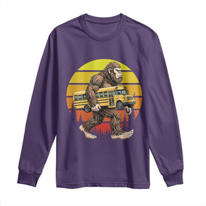 Funny Bigfoot School Bus Lover Long Sleeve Shirt Sasquatch Back To School Vintage Gift