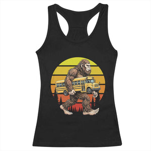 Funny Bigfoot School Bus Lover Racerback Tank Top Sasquatch Back To School Vintage Gift