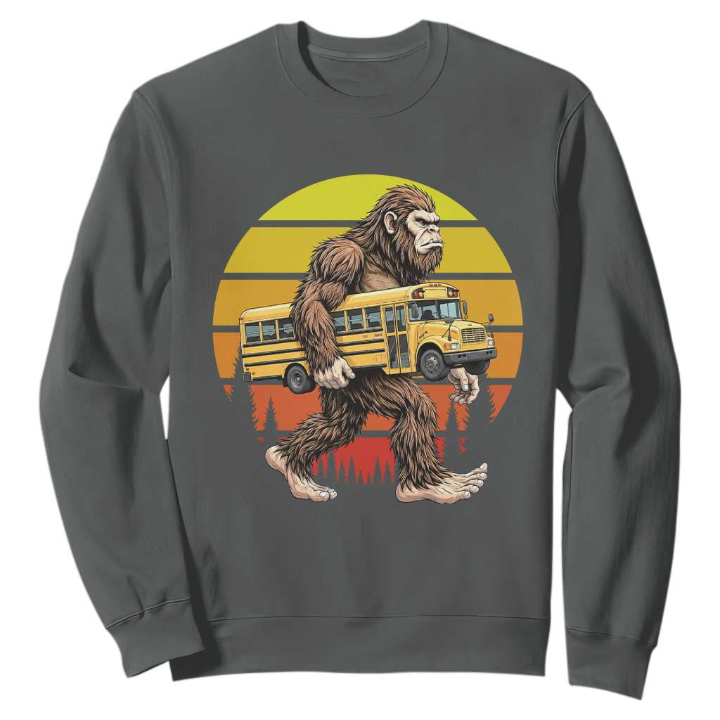 Funny Bigfoot School Bus Lover Sweatshirt Sasquatch Back To School Vintage Gift