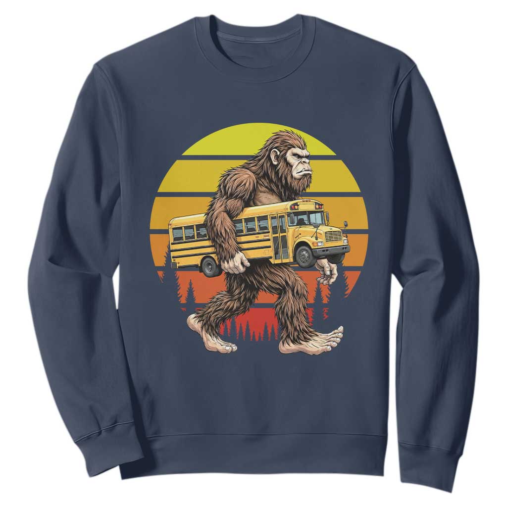 Funny Bigfoot School Bus Lover Sweatshirt Sasquatch Back To School Vintage Gift