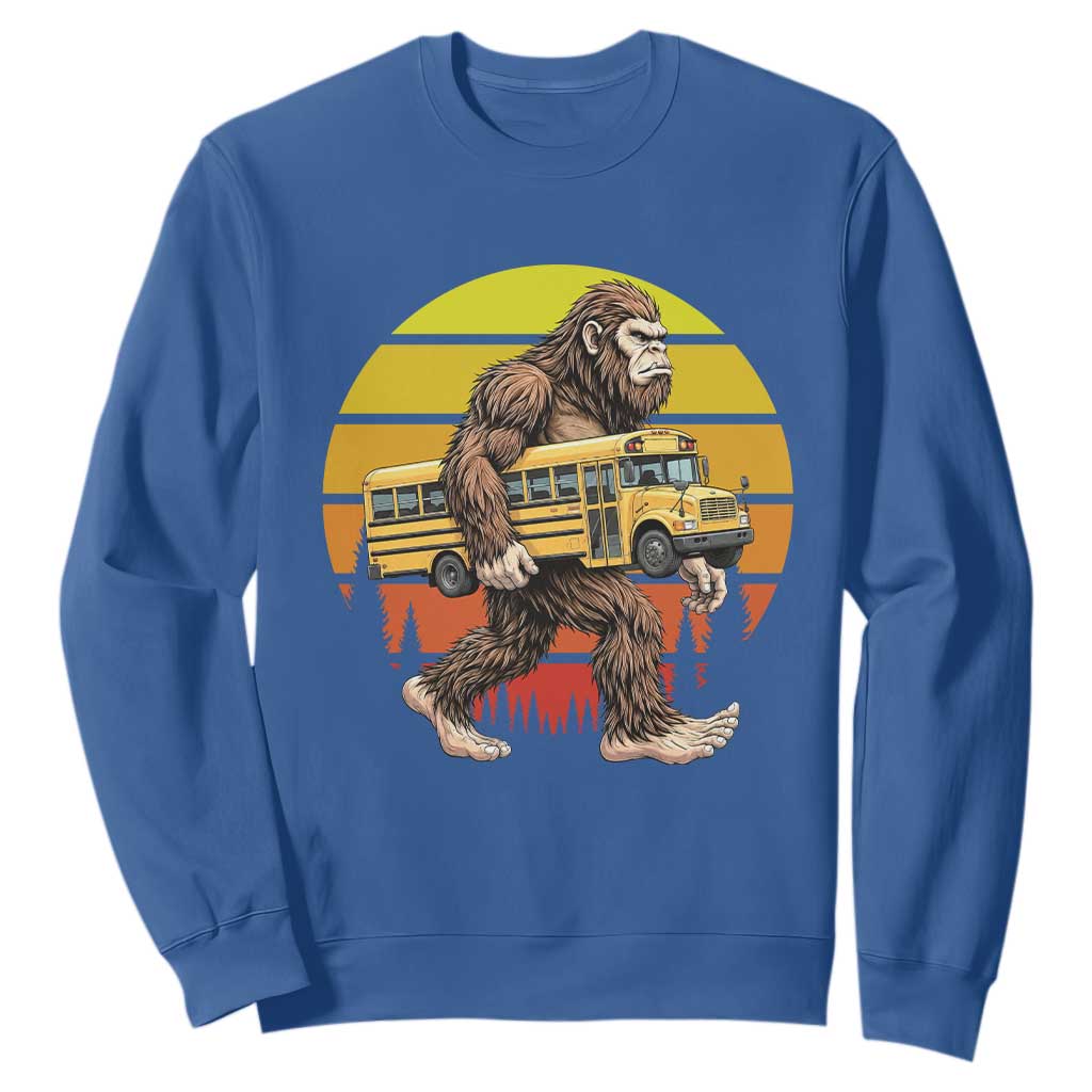 Funny Bigfoot School Bus Lover Sweatshirt Sasquatch Back To School Vintage Gift