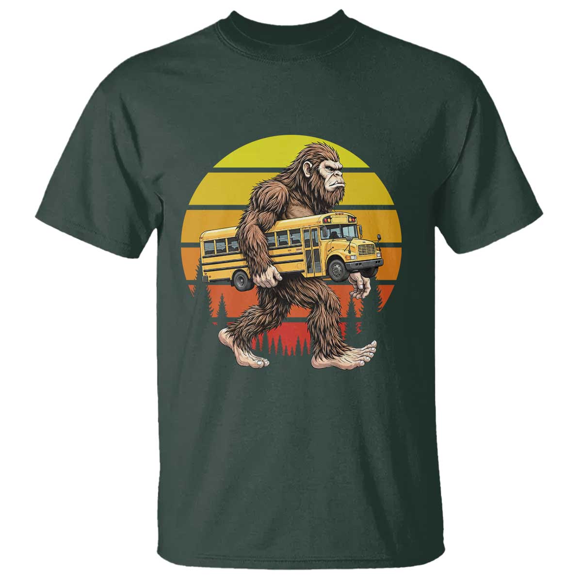 Funny Bigfoot School Bus Lover T Shirt Sasquatch Back To School Vintage Gift