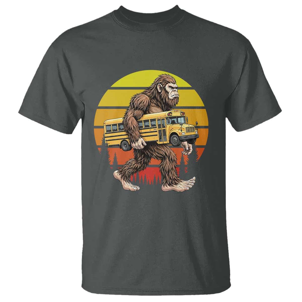 Funny Bigfoot School Bus Lover T Shirt Sasquatch Back To School Vintage Gift