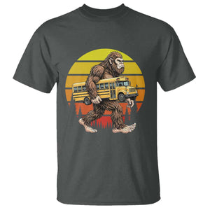 Funny Bigfoot School Bus Lover T Shirt Sasquatch Back To School Vintage Gift