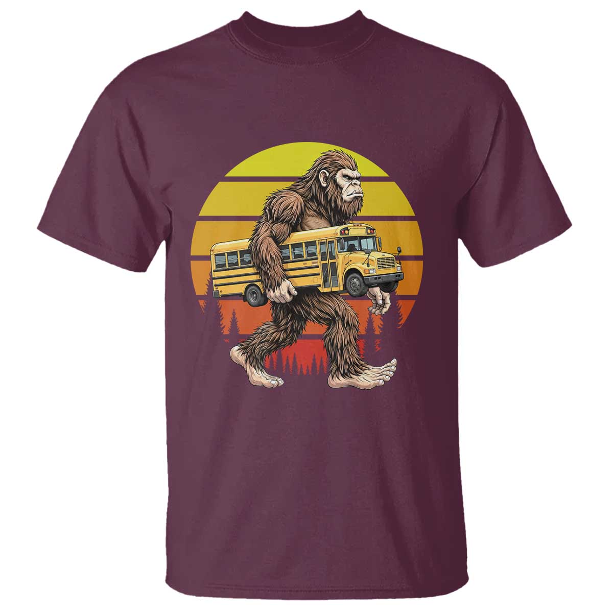 Funny Bigfoot School Bus Lover T Shirt Sasquatch Back To School Vintage Gift