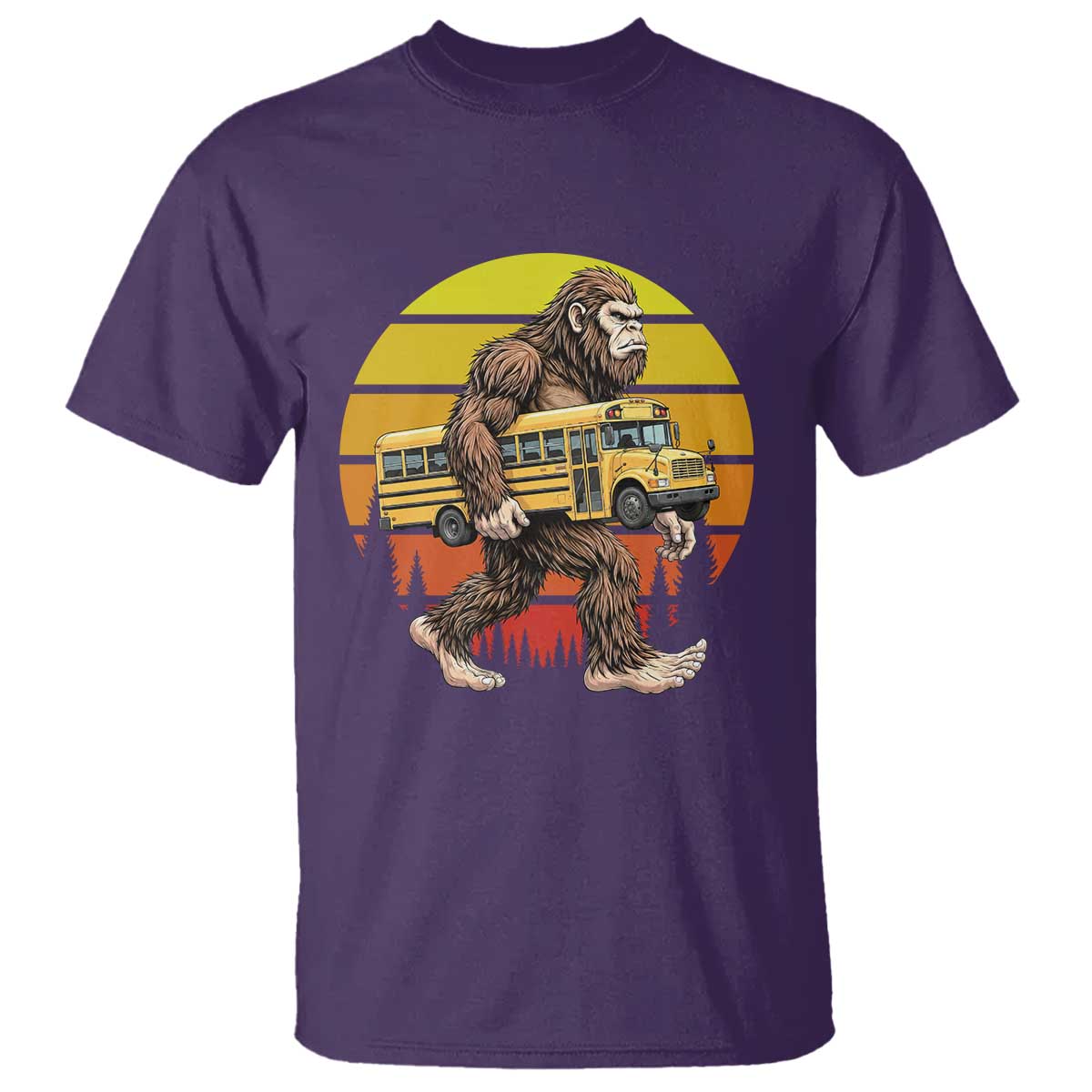 Funny Bigfoot School Bus Lover T Shirt Sasquatch Back To School Vintage Gift