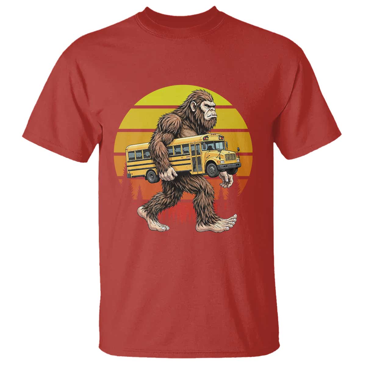 Funny Bigfoot School Bus Lover T Shirt Sasquatch Back To School Vintage Gift