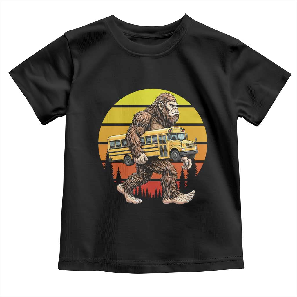 Funny Bigfoot School Bus Lover Toddler T Shirt Sasquatch Back To School Vintage Gift