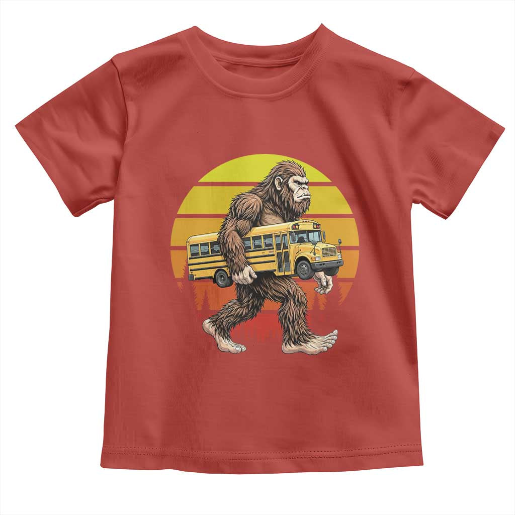 Funny Bigfoot School Bus Lover Toddler T Shirt Sasquatch Back To School Vintage Gift