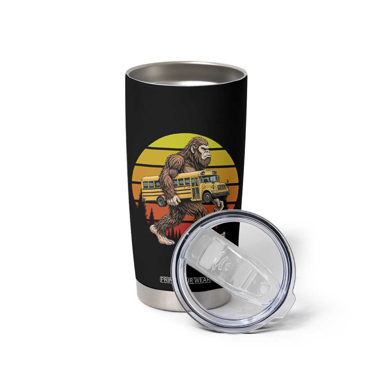 Funny Bigfoot School Bus Lover Tumbler Cup Sasquatch Back To School Vintage Gift TS12 Print Your Wear