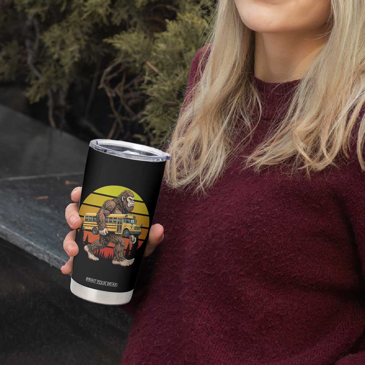 Funny Bigfoot School Bus Lover Tumbler Cup Sasquatch Back To School Vintage Gift TS12 Print Your Wear