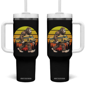 Funny Bigfoot School Bus Lover Tumbler With Handle Sasquatch Back To School Vintage Gift TS12 One Size: 40 oz Black Print Your Wear