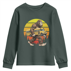 Funny Bigfoot School Bus Lover Youth Sweatshirt Sasquatch Back To School Vintage Gift