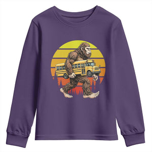 Funny Bigfoot School Bus Lover Youth Sweatshirt Sasquatch Back To School Vintage Gift