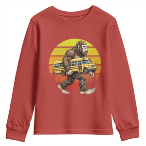 Funny Bigfoot School Bus Lover Youth Sweatshirt Sasquatch Back To School Vintage Gift