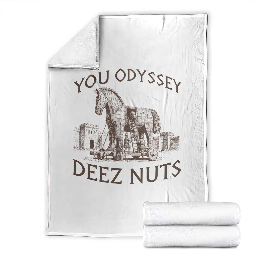 Funny You Odyssey Deez Nuts Trojan Horse Throw Blanket Ancient Greek History Meme Humor Gift TS12 White Print Your Wear