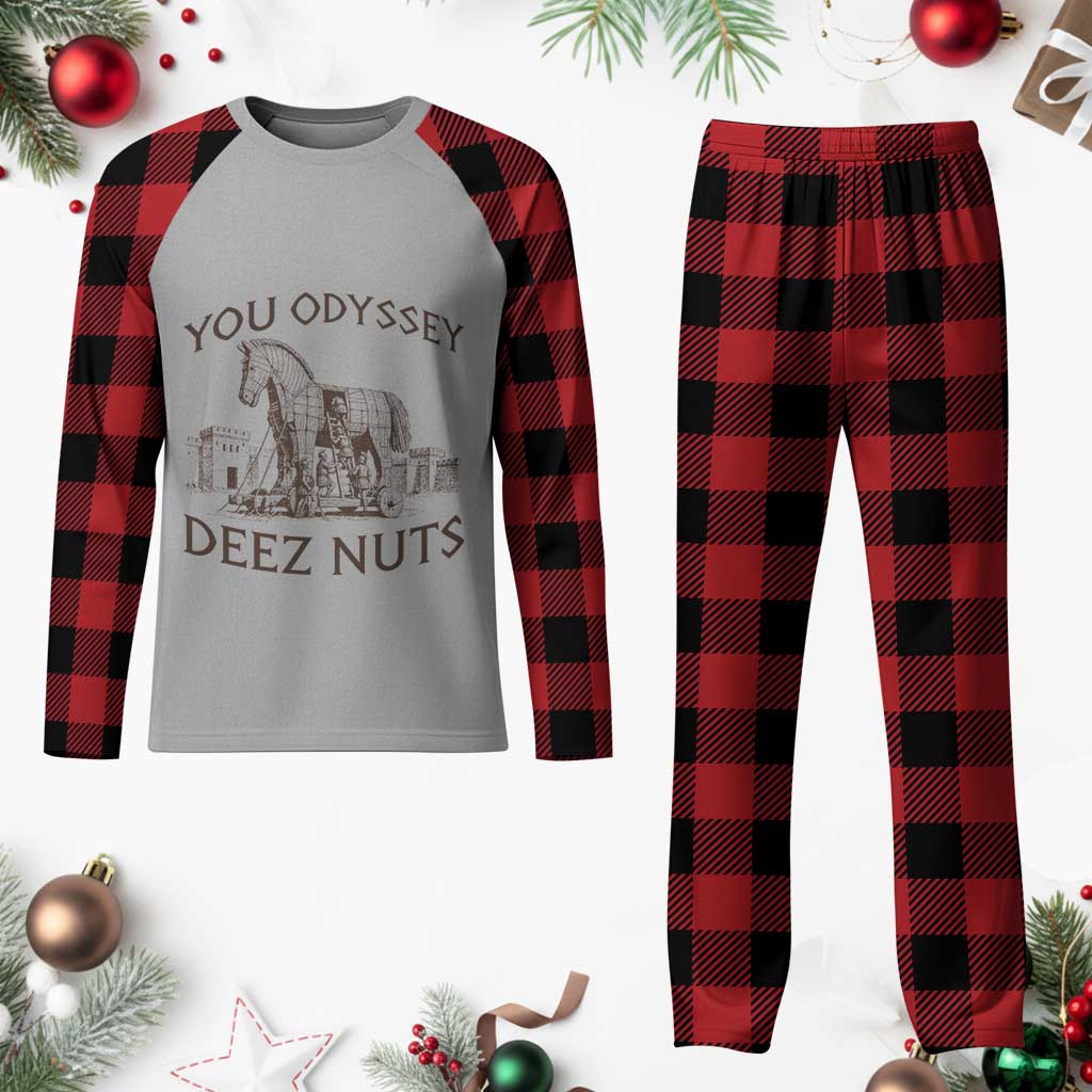 Funny You Odyssey Deez Nuts Trojan Horse Plaid Pajama Set Ancient Greek History Meme Humor Gift
