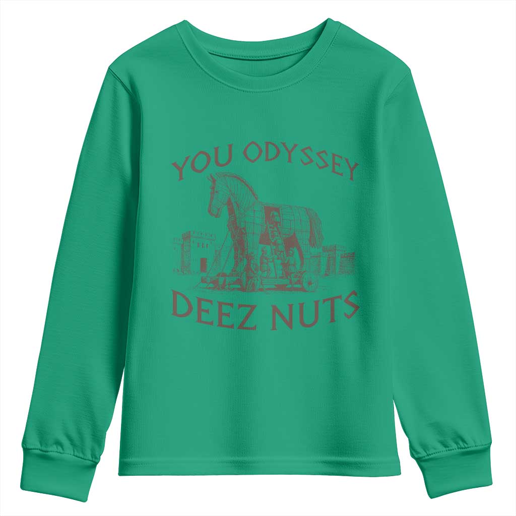 Funny You Odyssey Deez Nuts Trojan Horse Youth Sweatshirt Ancient Greek History Meme Humor Gift