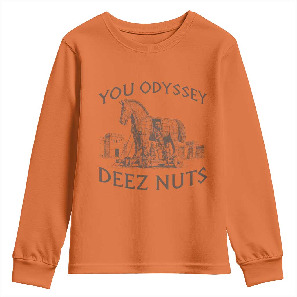 Funny You Odyssey Deez Nuts Trojan Horse Youth Sweatshirt Ancient Greek History Meme Humor Gift