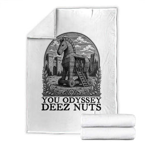 Funny You Odyssey Deez Nuts Trojan Horse Throw Blanket Ancient Greek History Gift