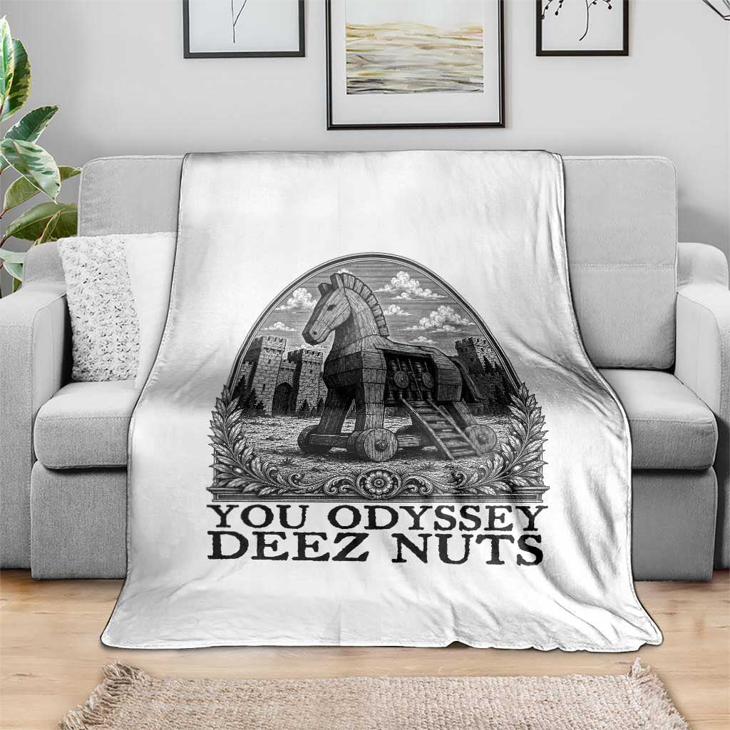 Funny You Odyssey Deez Nuts Trojan Horse Throw Blanket Ancient Greek History Gift