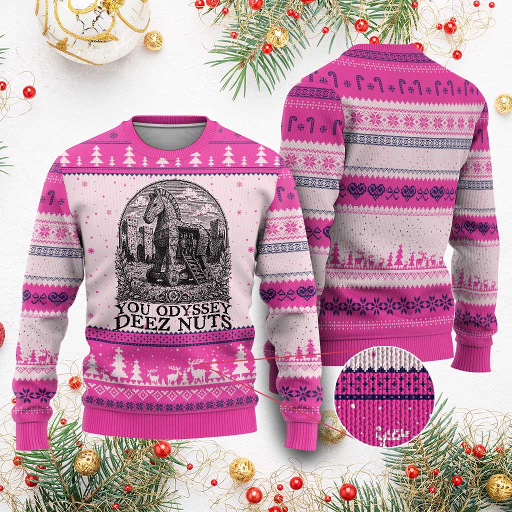 Funny You Odyssey Deez Nuts Trojan Horse Ugly Christmas Sweater Ancient Greek History Gift