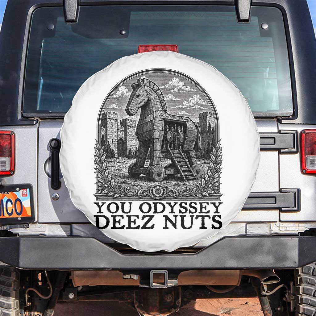 Funny You Odyssey Deez Nuts Trojan Horse Spare Tire Cover Ancient Greek History Gift TS12 No hole White Print Your Wear