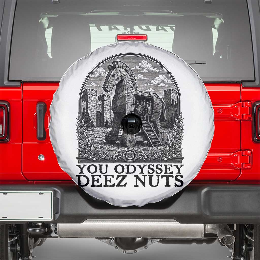 Funny You Odyssey Deez Nuts Trojan Horse Spare Tire Cover Ancient Greek History Gift TS12 White Print Your Wear
