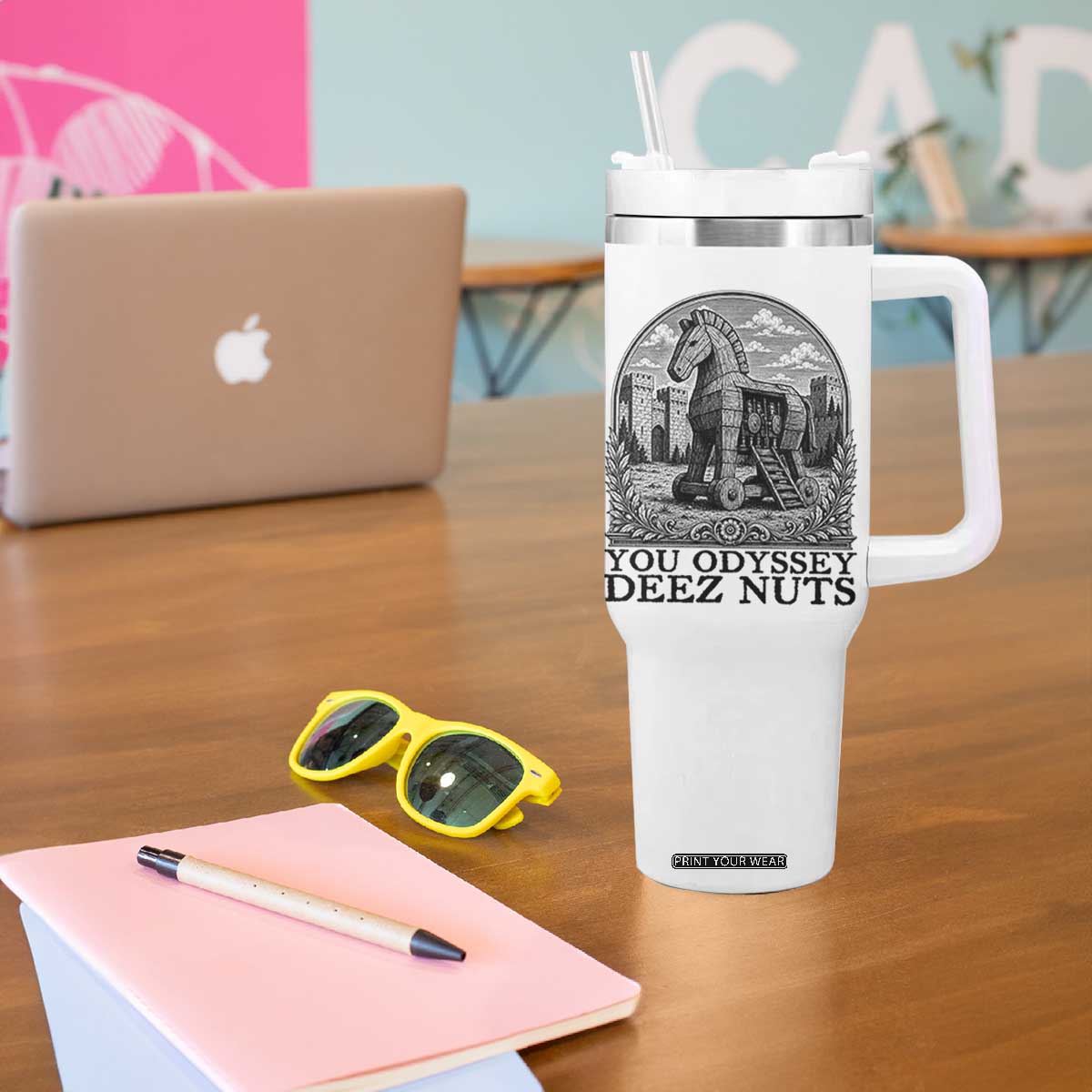 Funny You Odyssey Deez Nuts Trojan Horse Tumbler With Handle Ancient Greek History Gift TS12 Print Your Wear