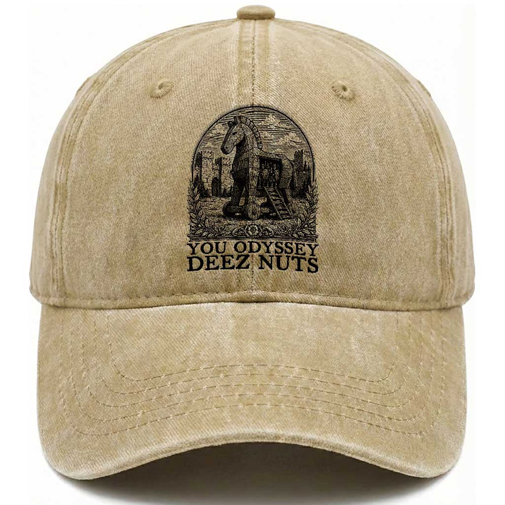 Funny You Odyssey Deez Nuts Trojan Horse Washed Cotton Baseball Cap Ancient Greek History Gift