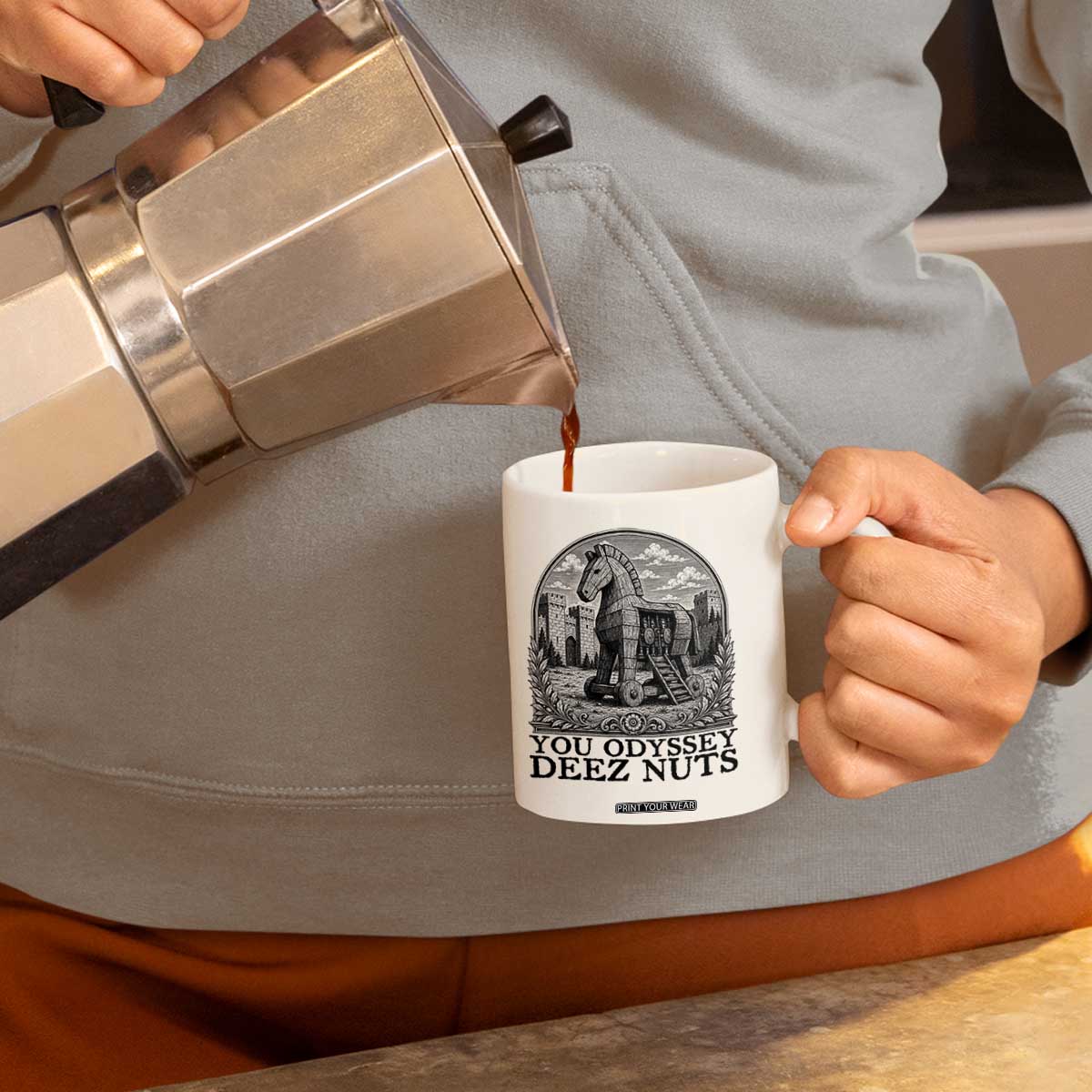 Funny You Odyssey Deez Nuts Trojan Horse Coffee Mug Ancient Greek History Gift TS12 Print Your Wear