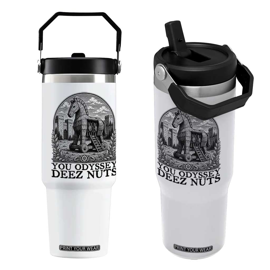 Funny You Odyssey Deez Nuts Trojan Horse Flip Straw Tumbler Ancient Greek History Gift TS12 One Size: 30 oz White Print Your Wear
