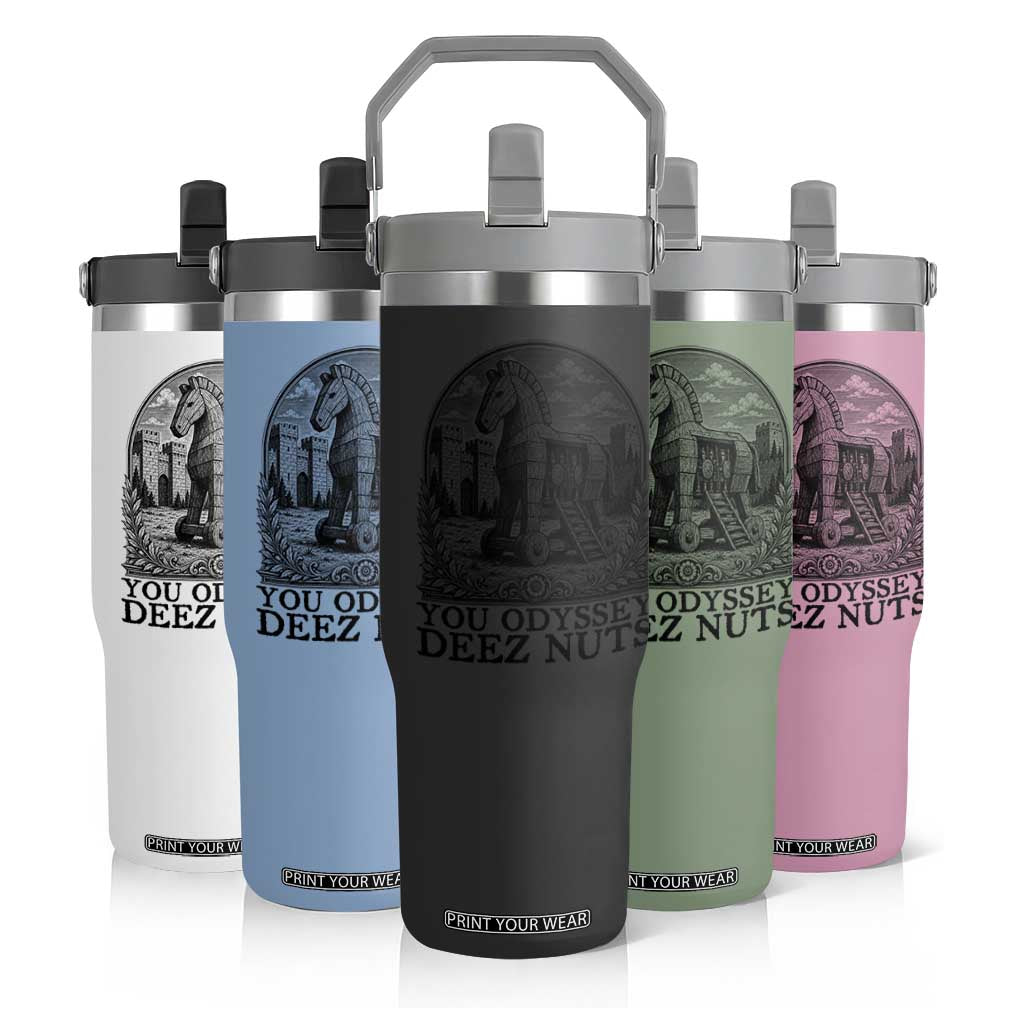 Funny You Odyssey Deez Nuts Trojan Horse Flip Straw Tumbler Ancient Greek History Gift TS12 Print Your Wear