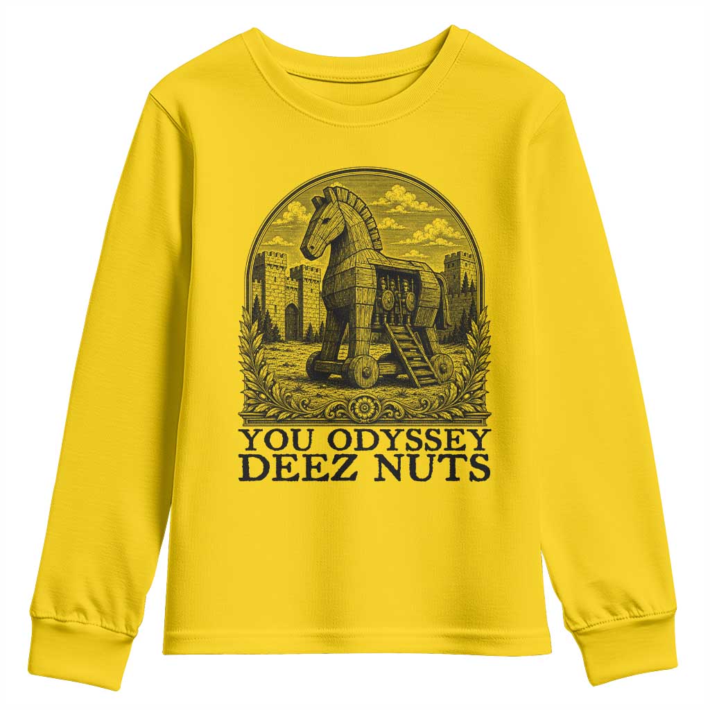 Funny You Odyssey Deez Nuts Trojan Horse Youth Sweatshirt Ancient Greek History Gift